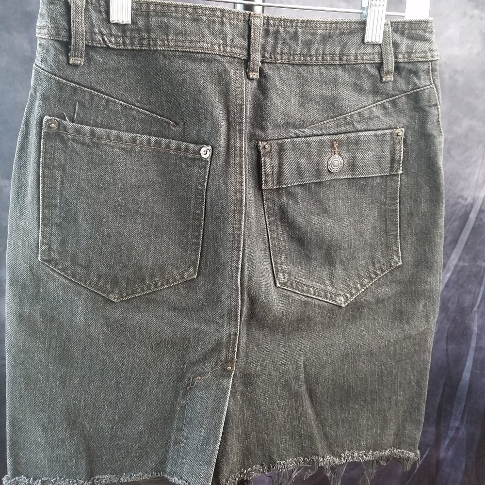 Black Distressed Denim Skirt